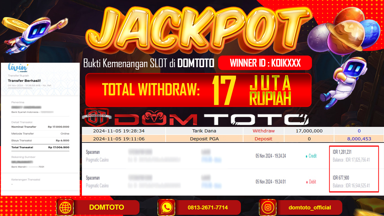 JACKPOT CASINO SPACEMAN 05 NOVEMBER 2024